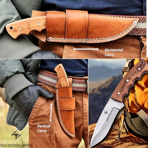 9" Olive Wood Handle Skinner Knife – 1095C Steel Full Tang Bushcraft Knife for Men, Camping, and Survival