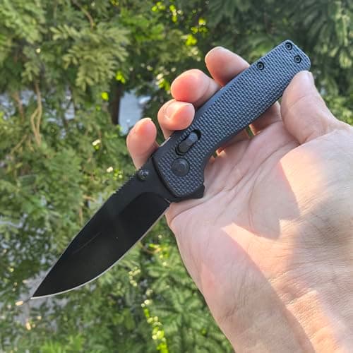 Axis Lock EDC Knife, Gray Fiberglass Handle, Coated Blade, LightweightPocket Carry — Black Handle