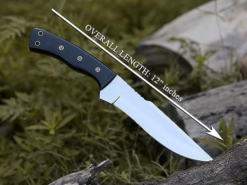 HMC Handmade Mirror Polished D2 Stainless Steel Fixed Blade Hunting Knife (Mirror)