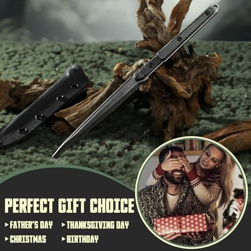 Purplebird Fixed Blade Knife with Kydex Sheath, 440C Stainless Steel Outdoor Knife for Men Camp Hunting