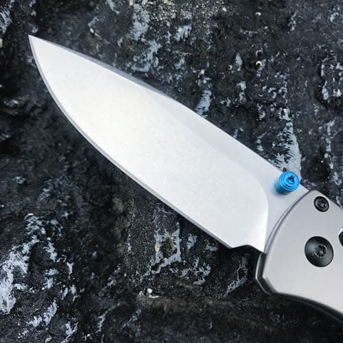 HUAAO Bugout 535 Folding Knife, 440C Blade, Titanium Handle EDC Knife for Men