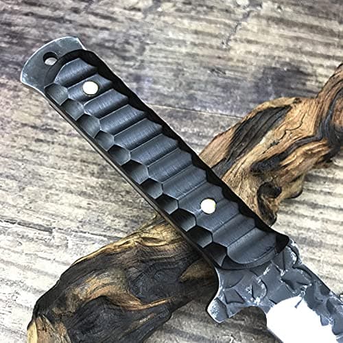 HUAAO 11.6" Katana Tanto Knife, Ebony Handle, Hunting and Camping