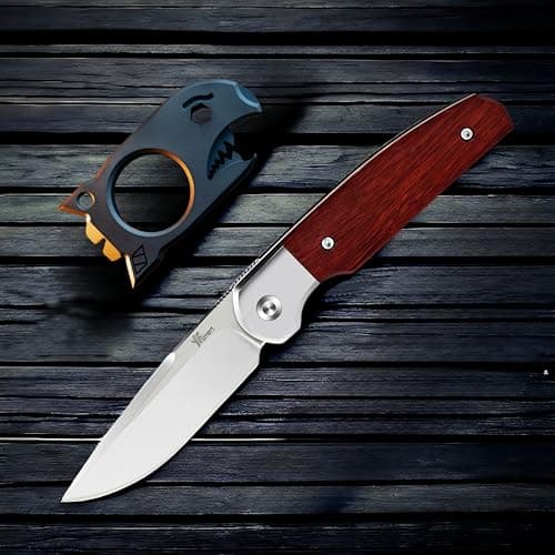 Handcrafted D2 Steel Folding Pocket Knife with Sturdy Wooden Handle – Ideal for Camping, Hunting, Hiking & EDC