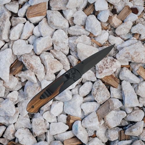 HUAAO Assisted Opening 7in Folding Knife, 5Cr13Mov Wood Blade, EDCPocketclip