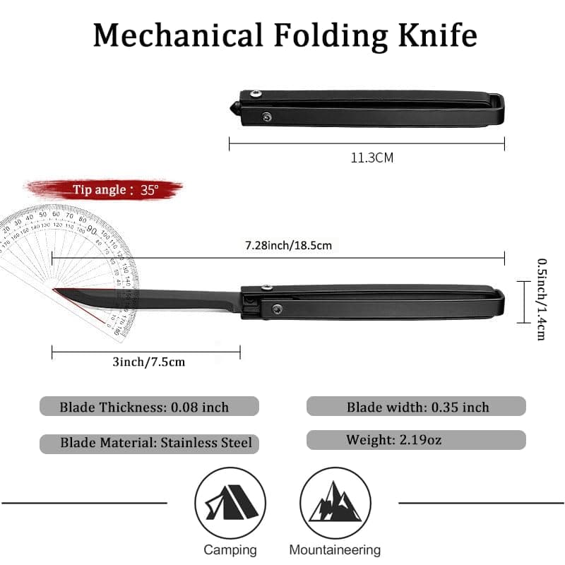 Slim Pocket Knife Set for Men - 3" Foldable, Glass Breaker, Leather Case, Camping & More - Black