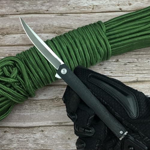 HUAAO Gentleman's Pocket Knife, 7.8 Inch Flipper, 8Cr13Mov Blade, Glass Reinforced Nylon Handle, Liner Lock (White Blade