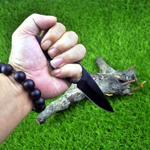 Omesio 6.69 Inch Tactical Mini Hunting Knife, Black EDC Outdoor Gift