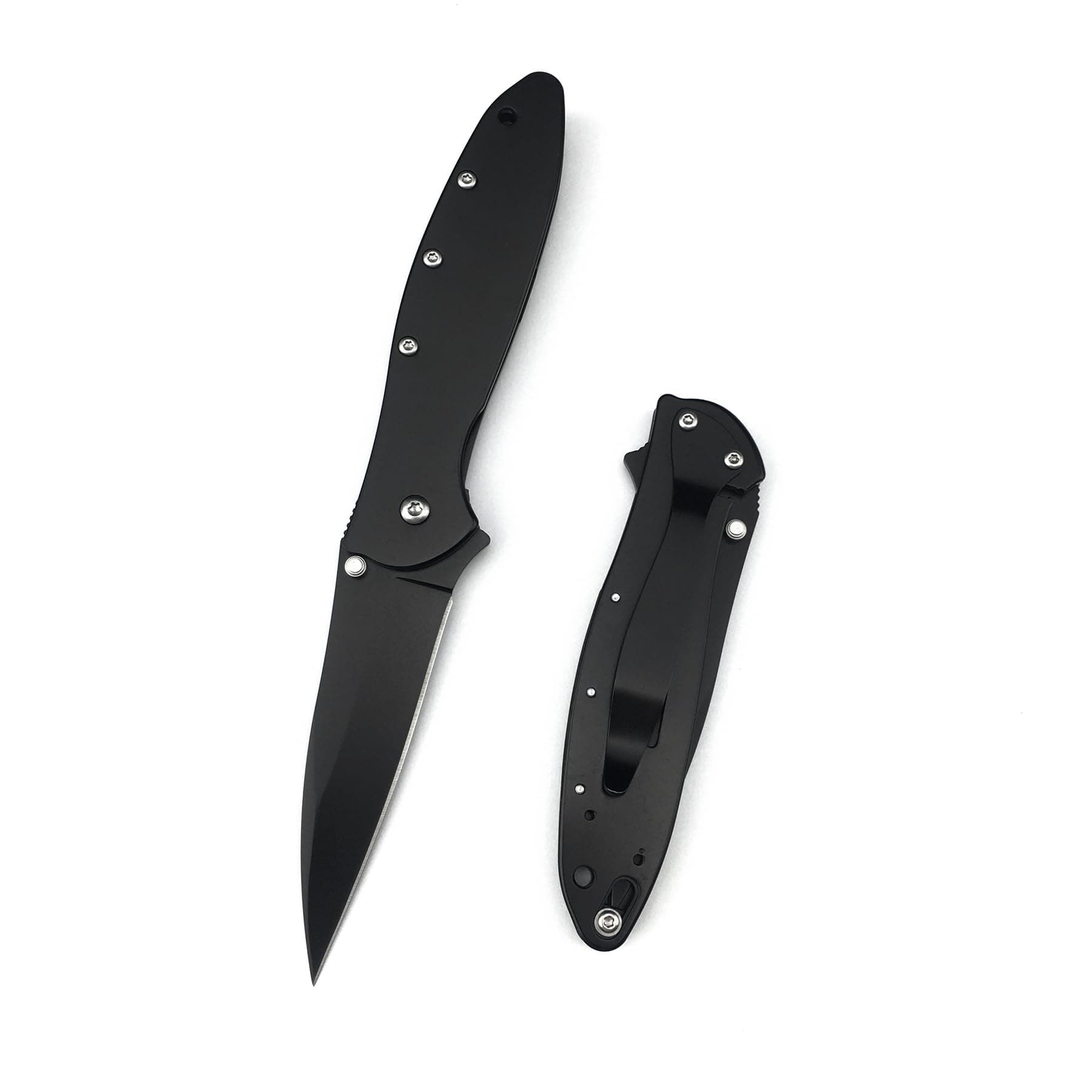 Black Leek 2.9 Inch 5Cr15Mov Assisted Opening Knife, Flipper Lock, Deep Carry Clip for Camping