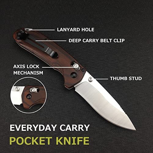 Axis Lock North Fork 15031-2 Manual Knife, 2.8" D2 Steel, Wood Handle, EDC Folding Knife