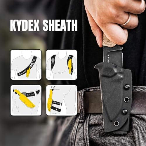 Kizer Beaver Fixed Blade Knife, D2 Steel, Brown Micarta, Black G10 Handle, EDC, Camping, Survival, Hunting