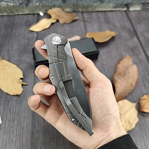 HUAAO 4.3'' D2 Blade Flipper Knife with G10 Handle for Outdoor Survival