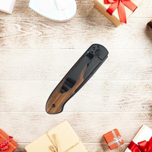 HUAAO Assisted Opening 7in Folding Knife, 5Cr13Mov Wood Blade, EDCPocketclip