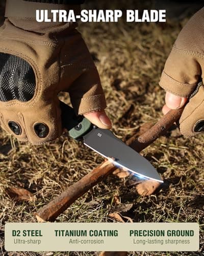 Mossy Oak EDC Folding Knife, 3.54" D2 Steel, G10 Handle, Perfect for Camping and Hunting