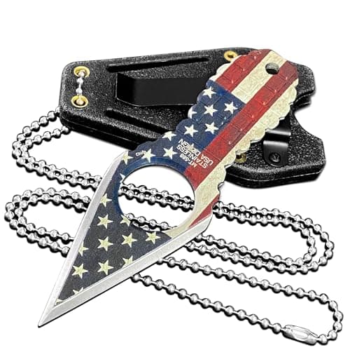 Ultra Small Fixed Blade Black Neck Knife for Men Tactical Outdoor Camp Knives — Blue