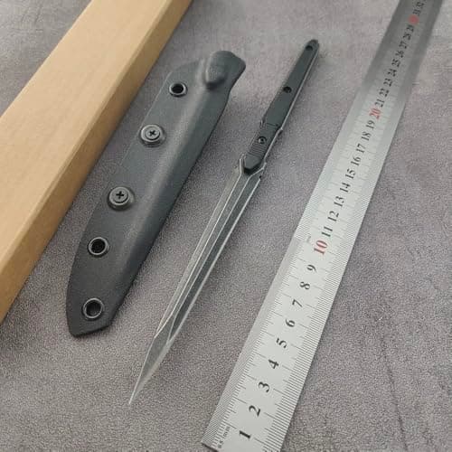Tactical Fixed Blade Knife, 440C Steel, Aerospace Aluminum Handle, Kydex Sheath for Survival, Hiking, Camping