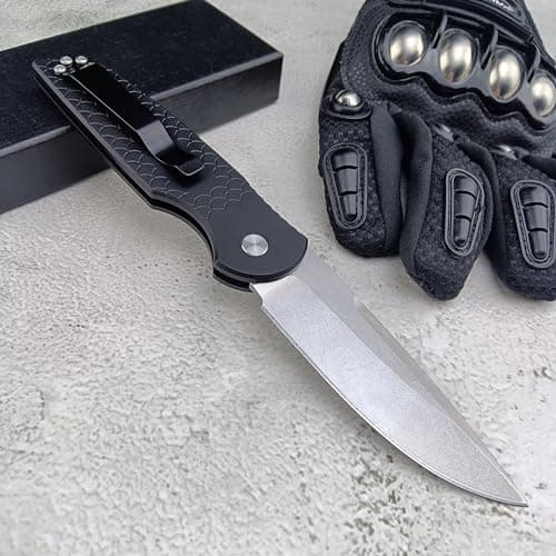 EDC Pocket Folding Knife - D2 Steel Blade with Aluminum Handle and Clip, Ideal for Men and Women