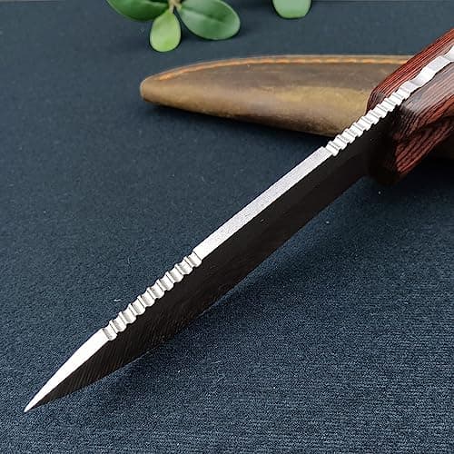 HUAAO 8.6in Fixed Blade Hunting Knife with Wood Handle and CPM-S30V Blade