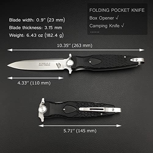 Pocket Knife with Flipper Assisted Opening for Men, 4.3'' D2 Steel Blade, G10 Handle, Liner Lock, Deep Carry Belt Clip