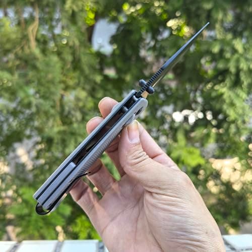 Axis Lock EDC Knife, Gray Fiberglass Handle, Coated Blade, LightweightPocket Carry