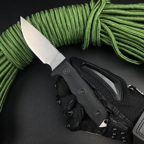 Tactical Survival Knife with 8.3in Fixed Blade, 3.15in 9Cr18Mov Blade, and Nonslip G10 Handle