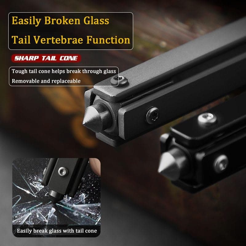 Slim Pocket Knife Set for Men - 3" Foldable, Glass Breaker, Leather Case, Camping & More - Black