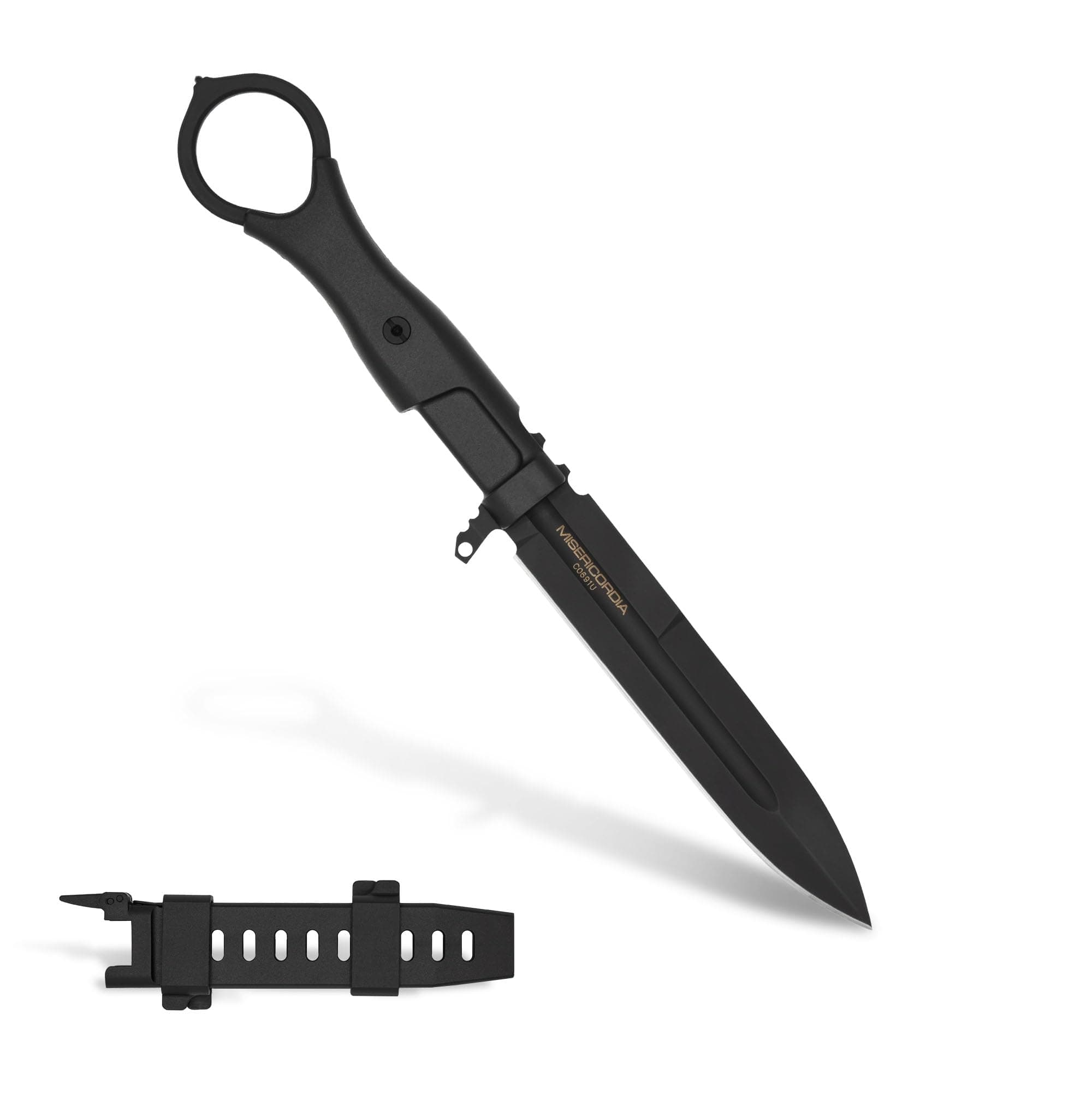 Extrema Ratio Misericordia Black Fixed Blade Knife, Italian Made