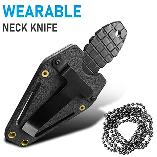 Ultra Small Fixed Blade Black Neck Knife for Men Tactical Outdoor Camp Knives