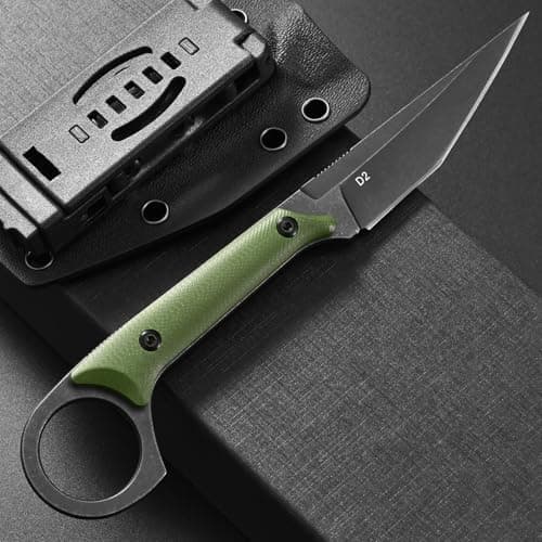 Ccanku C1140 Fixed Blade Knife, D2 Blade G10 Handle, Army Green EDC Tool