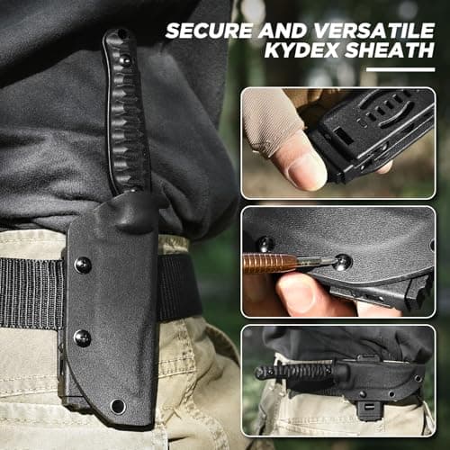 G10 Handle 8" Full Tang D2 Survival Knife with Kydex Sheath