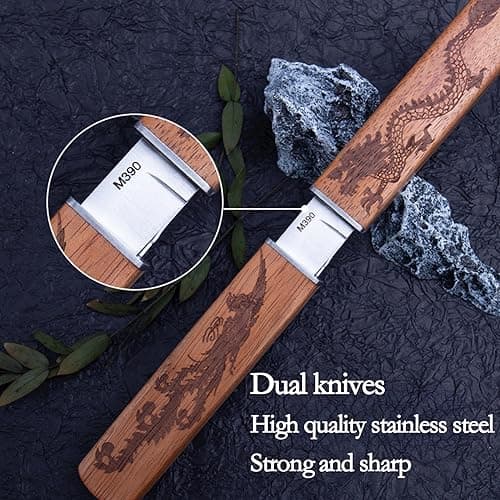 Professional 2-Piece Steak Knife Set with Bamboo Sheath for Chefs and Camping