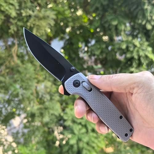 Axis Lock EDC Knife, Gray Fiberglass Handle, Coated Blade, LightweightPocket Carry