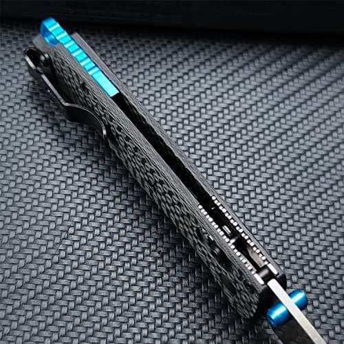 Axis Lock Knife: Men's EDC Folding Satin Blade 440C Carbon Fiber Handle Knives