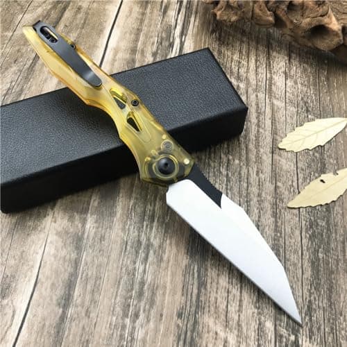 8 Inch D2 Blade Folding Knife with Button Lock and PEI Handle