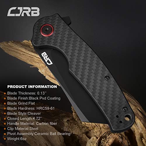 CJRB Carbon Fiber Blade Folding Knife, 3.43" AR-RPM9 Steel, Black (J1904)