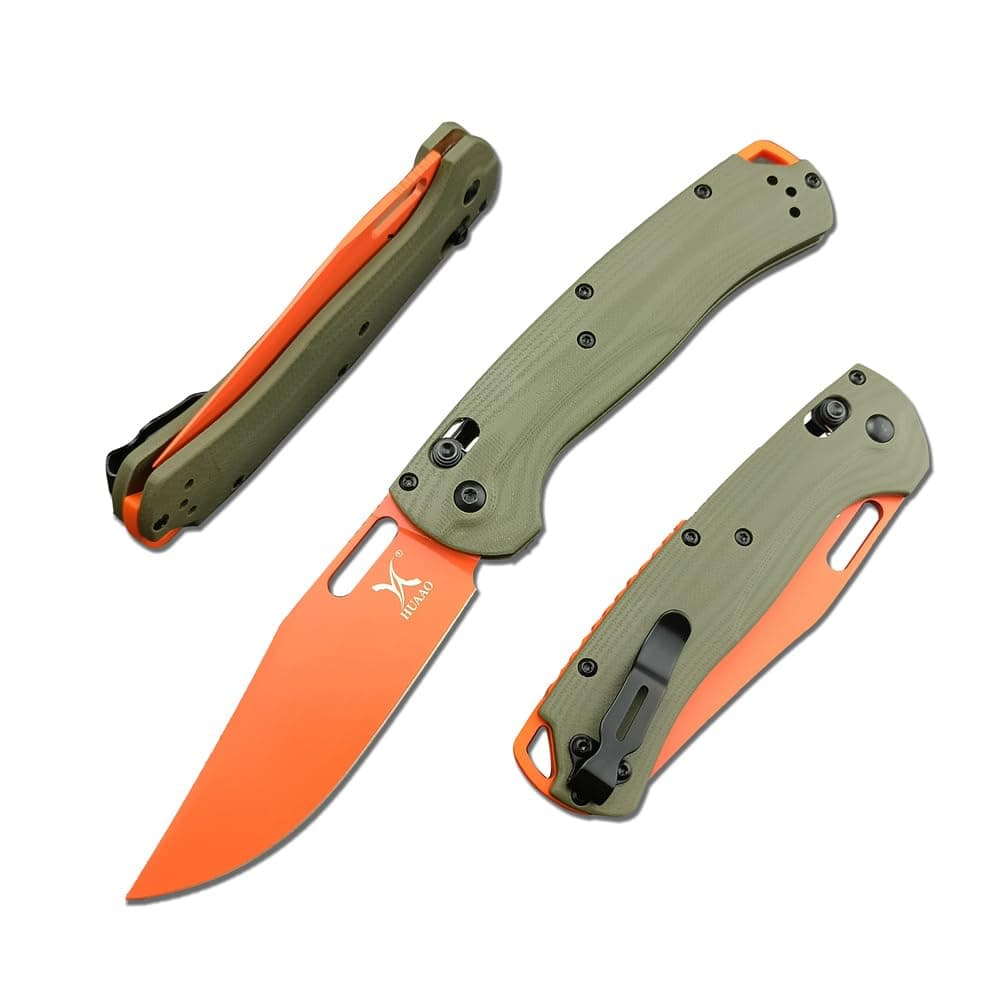 Taggedout Axis Lock Knife for Men - D2 Blade, G10 Green Handle, Manual Open, with Deep Carry Clip
