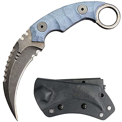 Ccanku C1691 D2 Steel Fixed Blade Knife, G10 Handle, 4 Inches, Outdoor & Camping EDC Tool, Kydex Sheath — Blue