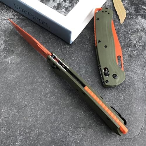 Taggedout Axis Lock Knife for Men - D2 Blade, G10 Green Handle, Manual Open, with Deep Carry Clip