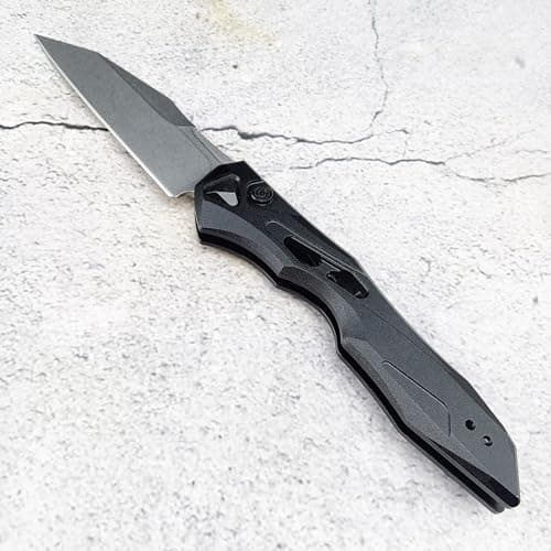 HUAAO SpeedSafe Folding Knife with 3.5in D2 Blade and Aluminum Handle - Perfect Everyday Carry for Camping and Gifts for Men