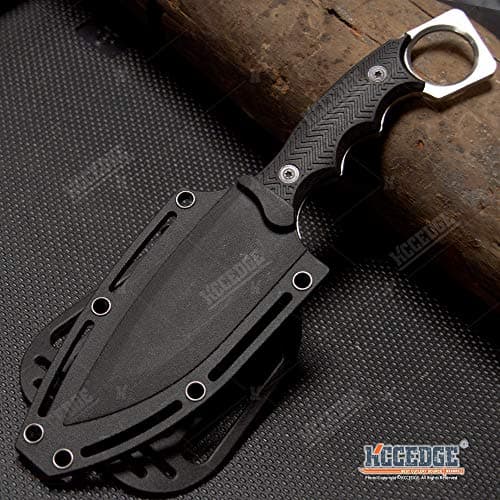 KCCEDGE Best Tactical Knife - Fixed Blade, Razor Sharp Edge, Camping & Survival Gear (Black)