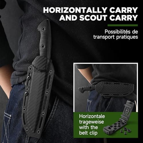 Tanto Fixed Blade Knife with Sheath for Survival and Tactical Carry