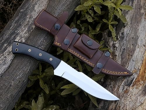 HMC Handmade Mirror Polished D2 Stainless Steel Fixed Blade Hunting Knife (Mirror)