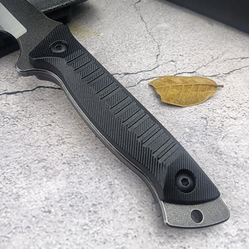 8Cr13Mov Full Tang Survival Knife, Kydex Sheath, Outdoor Hunting Knife (Black)
