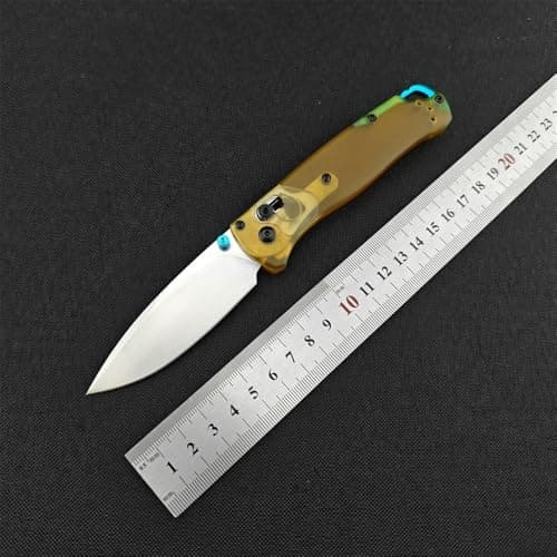 Axis Lock Knife, 7.4" EDC Folding Pocket Knife, D2 Blade, PEI Handle, Deep Carry Clip, Thumb Stud, Outdoor Camping (Whit