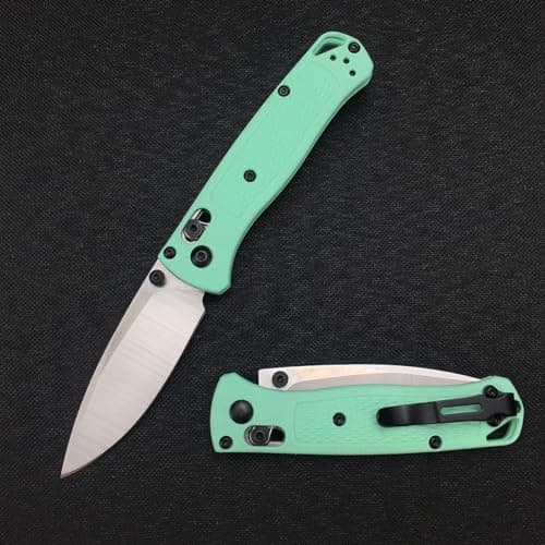 HUAAO 6.5" Thumb Stud Open Lock Knife, 7Cr17Mov Grivory Handle, Hunting & Camping Folding Knife (Green)
