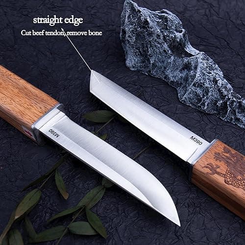 Professional 2-Piece Steak Knife Set with Bamboo Sheath for Chefs and Camping