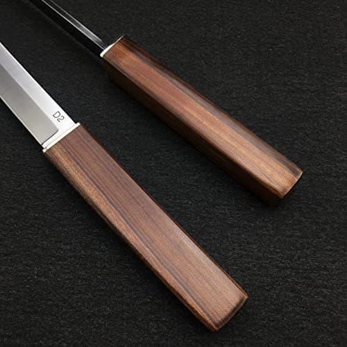 HUAAO 2PCS D2 Drop Point & Tanto Fixed Blade Knives with Wood Handle