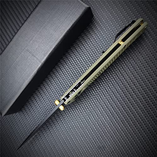 Axis Lock Knife, Men's EDC Folding Pocket Knife, Green Grivory Fiberglass Handle, Coated Blade, Lightweight Belt Clip