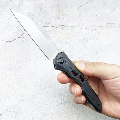 HUAAO SpeedSafe Folding Knife with 3.5in D2 Blade and Aluminum Handle - Perfect Everyday Carry for Camping and Gifts for Men