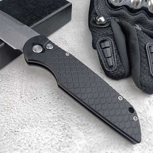 Assisted Opening 8" Tactical Folding Knife, D2 Blade, Non-Slip Aluminum Alloy Handle