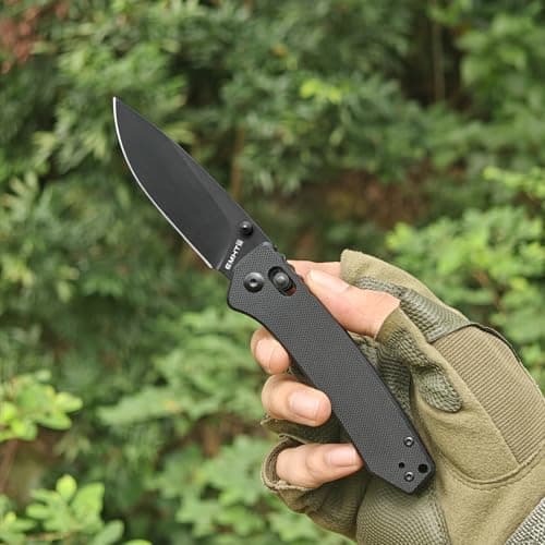 D2 Steel Reversible Clip Pocket Knife: 3.14" Black Drop Point, G10 Handle, Axis Lock, Ideal for Camping